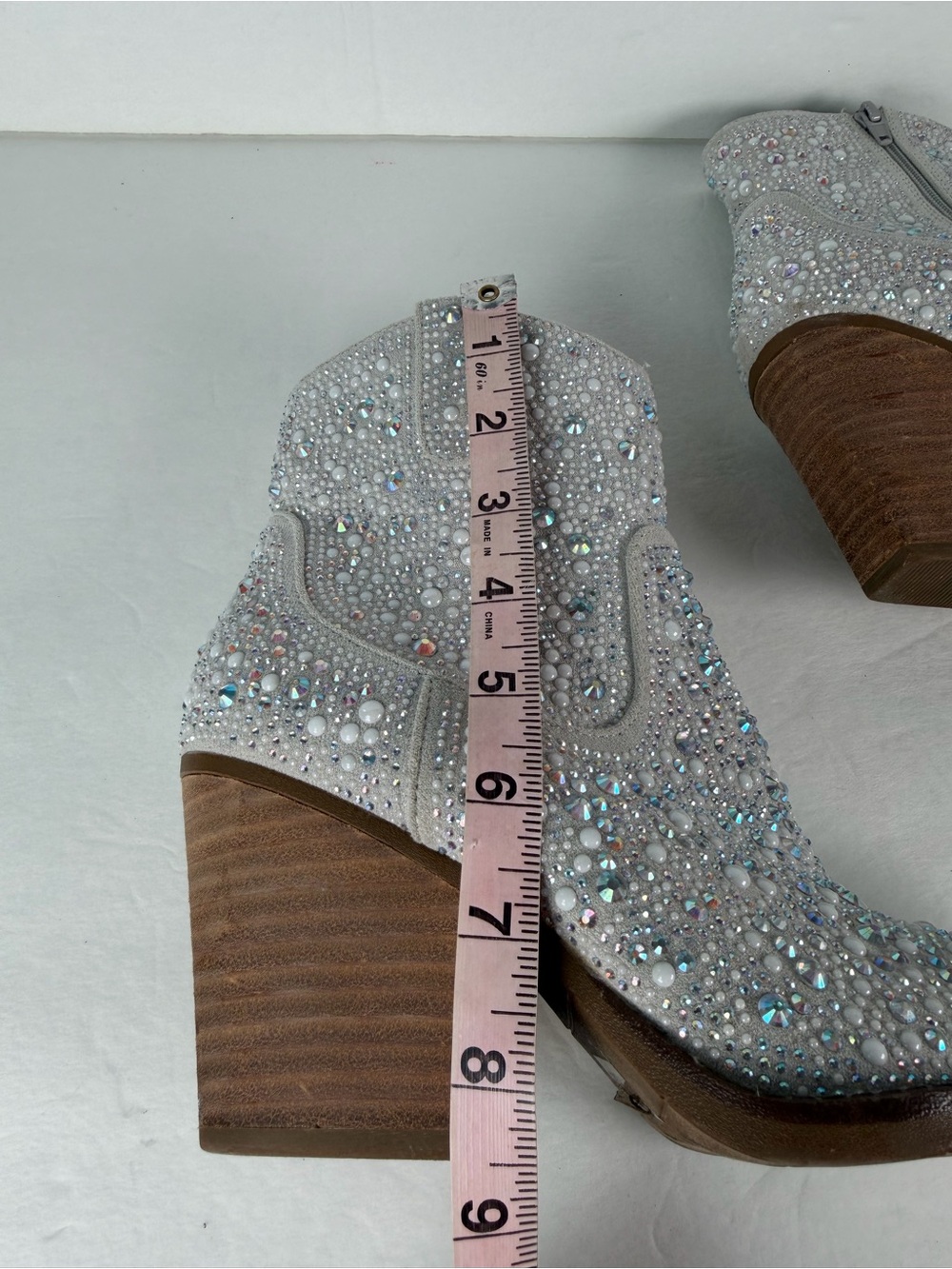 Very G Kady Pearl Women’s Size 8 Rhinestone Western Cowboy Ankle Boots White - Picture 8 of 14